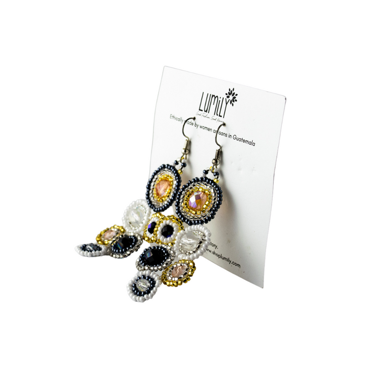 Bola Seed Bead Earrings - Guatemala-Jewelry-Lumily-Silver & Gold-Lumily MZ Fair Trade Nena & Co Hiptipico Novica Lucia's World emporium