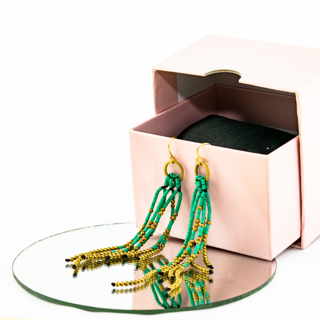 Fortune Jade Boho Tassel Earrings - Thailand-Jewelry-Lumily-Lumily MZ Fair Trade Nena & Co Hiptipico Novica Lucia's World emporium