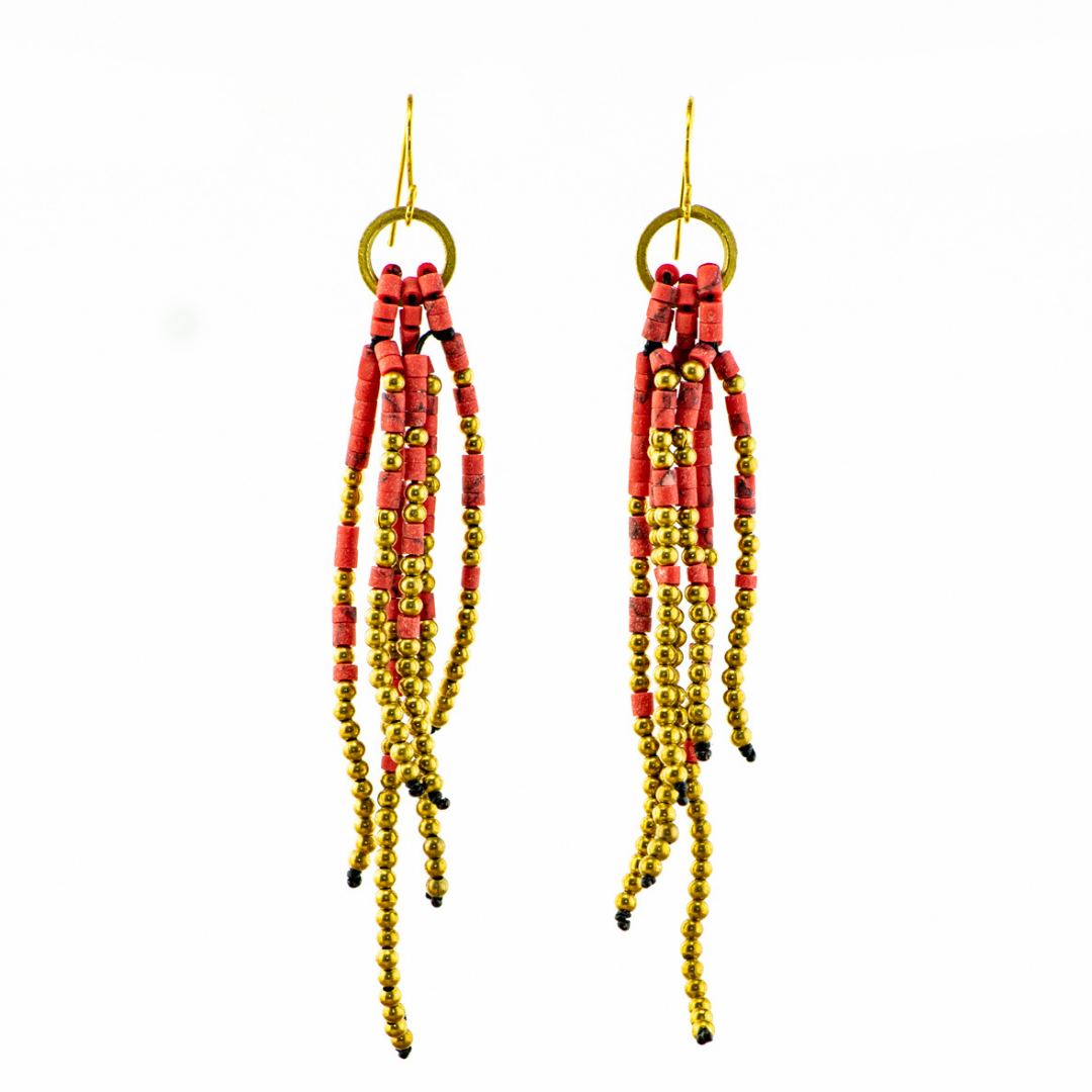 Fortune Jade Boho Tassel Earrings - Thailand-Jewelry-Lumily-Red-Lumily MZ Fair Trade Nena & Co Hiptipico Novica Lucia's World emporium