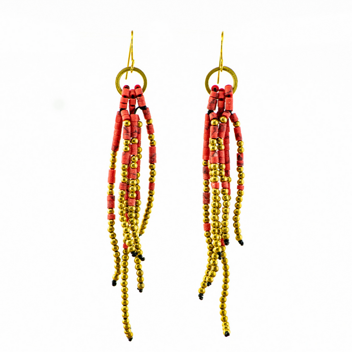 Fortune Jade Boho Tassel Earrings - Thailand-Jewelry-Lumily-Red-Lumily MZ Fair Trade Nena & Co Hiptipico Novica Lucia's World emporium