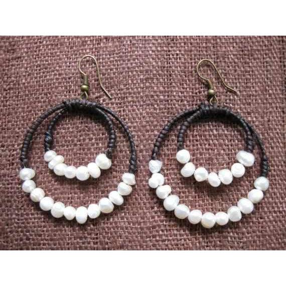 Gemstone Orbit Hoop Earrings - Thailand-Jewelry-Lumily-Pearl-Lumily MZ Fair Trade Nena & Co Hiptipico Novica Lucia's World emporium