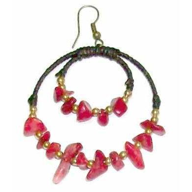 Gemstone Orbit Hoop Earrings - Thailand-Jewelry-Lumily-Red-Lumily MZ Fair Trade Nena & Co Hiptipico Novica Lucia's World emporium