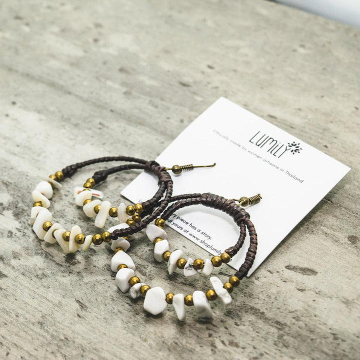 Gemstone Orbit Hoop Earrings - Thailand-Jewelry-Lumily-Winter-Lumily MZ Fair Trade Nena & Co Hiptipico Novica Lucia's World emporium