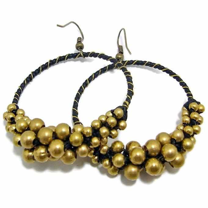 Mountain Brass Bead Earrings - Thailand-Jewelry-Lumily-Gold-Lumily MZ Fair Trade Nena & Co Hiptipico Novica Lucia's World emporium