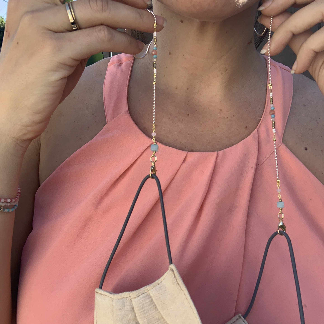 Olivia Semi-precious Stone Mask | Sunglass Chain - Thailand-Accessories-Tontor Jewelry JJ-Lumily MZ Fair Trade Nena & Co Hiptipico Novica Lucia's World emporium