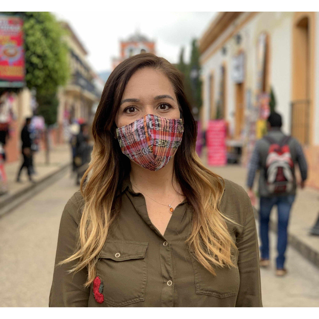 One-of-a-Kind Repurposed Corte Face Mask with Filter Pocket - Guatemala-Apparel-Peil-Lumily MZ Fair Trade Nena & Co Hiptipico Novica Lucia's World emporium