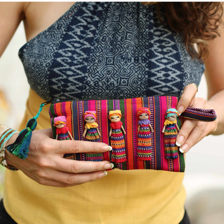 Woven Worry Doll Multicolor Pouch - Guatemala-Bags-Laura y Francisco (GU)-Lumily MZ Fair Trade Nena & Co Hiptipico Novica Lucia's World emporium