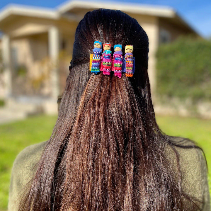 Handmade Worry Doll Hair Clip - Guatemala-Accessories-Claudia (Topaca - GU)-Lumily MZ Fair Trade Nena & Co Hiptipico Novica Lucia's World emporium