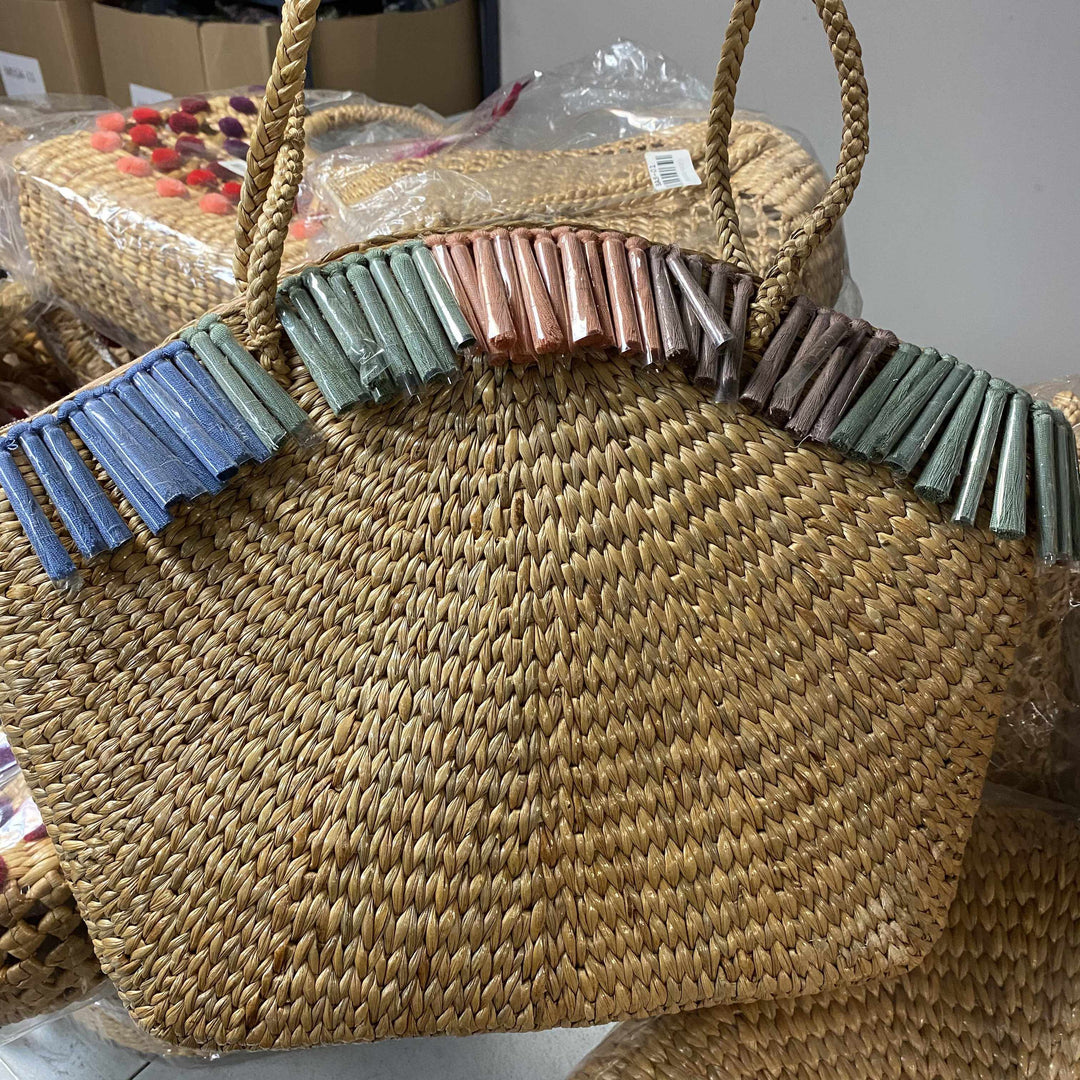 Water Hyacinth Handmade Basket Bag - Thailand-Bags-Lumily-Multicolor-Lumily MZ Fair Trade Nena & Co Hiptipico Novica Lucia's World emporium