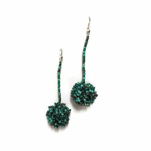 Luna Seed Bead Dangly Ball Earrings - Guatemala-Jewelry-Lumily-Turquoise-Lumily MZ Fair Trade Nena & Co Hiptipico Novica Lucia's World emporium