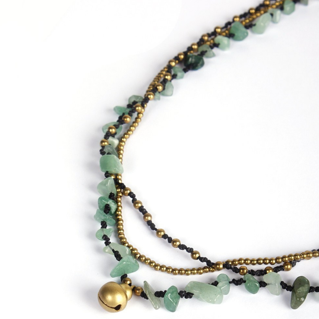 Amethyst and Jade with Brass Ball Necklace - Thailand-Jewelry-Nu Shop-Lumily MZ Fair Trade Nena & Co Hiptipico Novica Lucia's World emporium