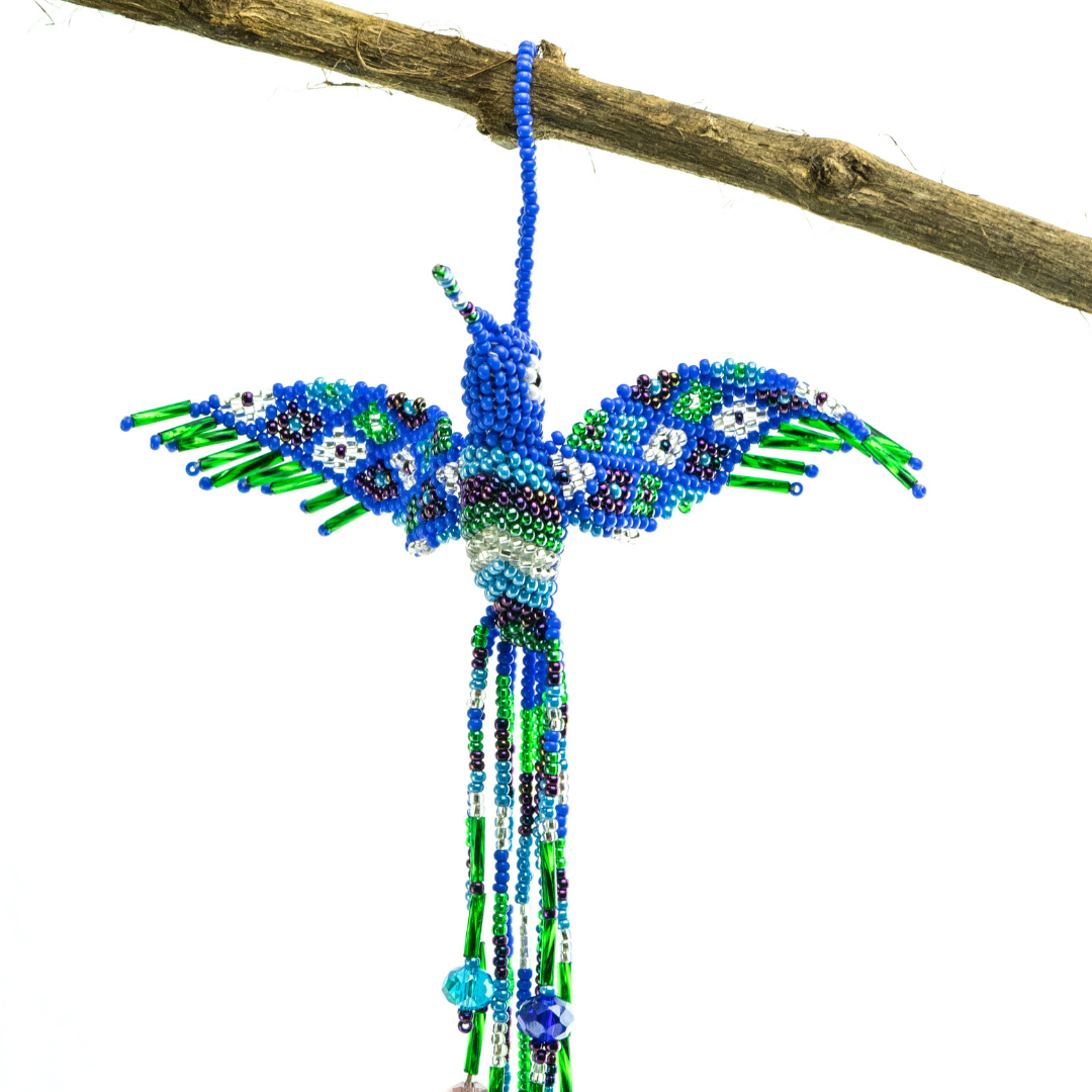 Large Hummingbird Seed Bead Ornament - Guatemala-Decor-Yulisa (Galería Artes Chávez - GU)-Assorted-Lumily MZ Fair Trade Nena & Co Hiptipico Novica Lucia's World emporium