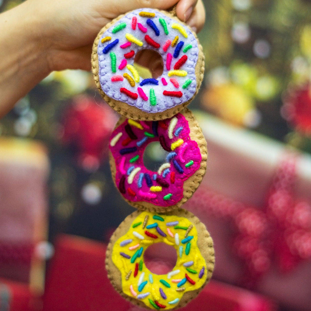 Donut Felt Embroidered Ornament - Mexico-Decor-Lumily-Lumily MZ Fair Trade Nena & Co Hiptipico Novica Lucia's World emporium