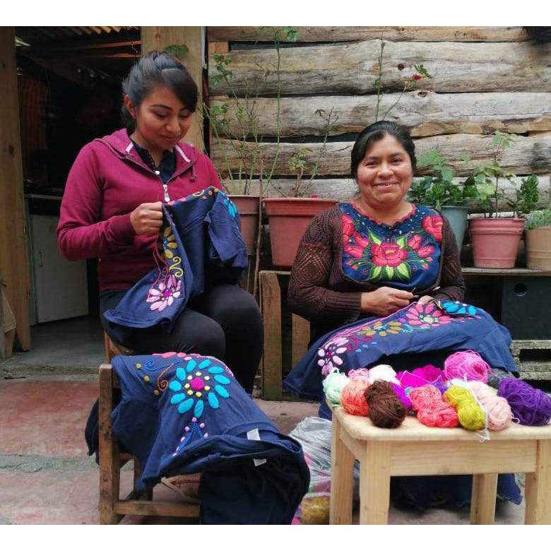 Luzy Hand Embroidered Fitted T-Shirt - Mexico-Apparel-Lumily-Lumily MZ Fair Trade Nena & Co Hiptipico Novica Lucia's World emporium