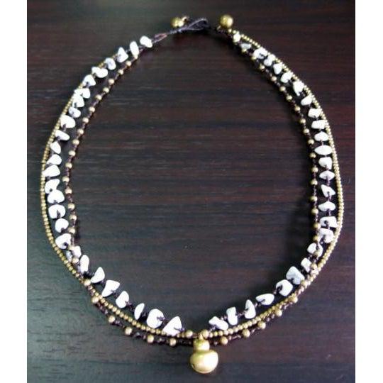 White Stone with Bell Necklace - Thailand-Jewelry-Lumily-Lumily MZ Fair Trade Nena & Co Hiptipico Novica Lucia's World emporium