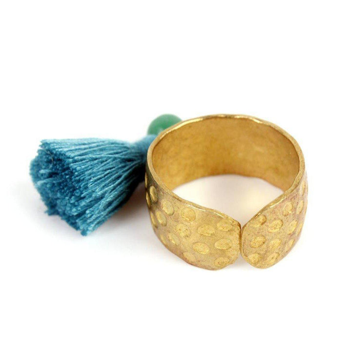 Aneesa Tassel Brass Adjustable Ring - Thailand-Jewelry-Lumily-Lumily MZ Fair Trade Nena & Co Hiptipico Novica Lucia's World emporium