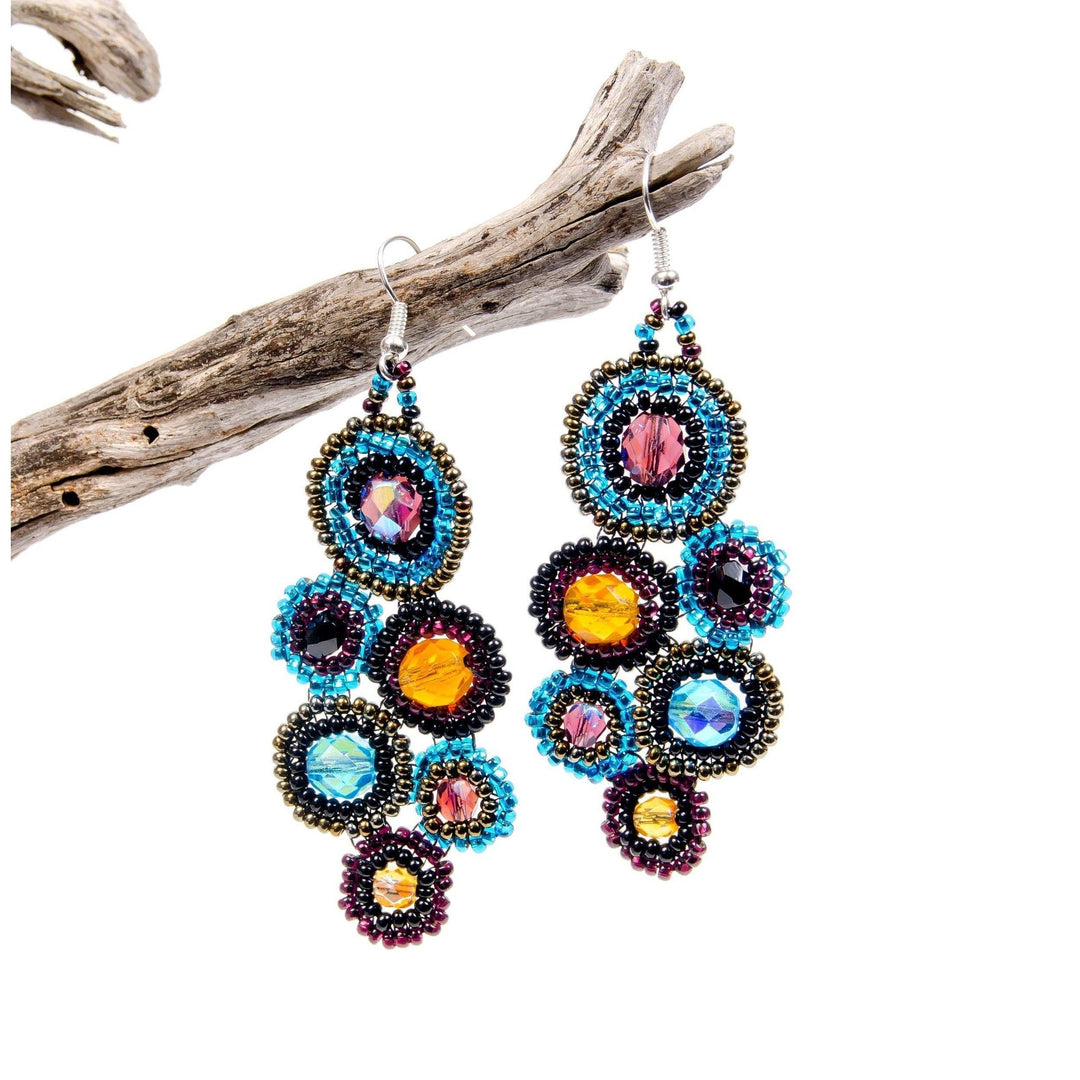 Bola Seed Bead Earrings - Guatemala-Earrings-Lumily-Royal Blue-Lumily MZ Fair Trade Nena & Co Hiptipico Novica Lucia's World emporium