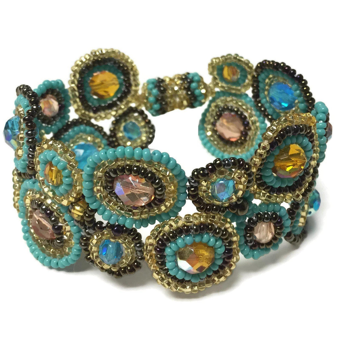 Bola Seed Bead Magnetic Closure Bracelet - Guatemala-Bracelets-Lumily-Turquoise-Lumily MZ Fair Trade Nena & Co Hiptipico Novica Lucia's World emporium