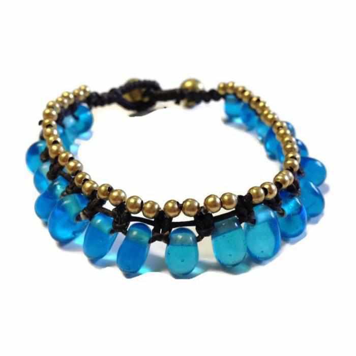 Bubble Glass Bead Adjustable Bracelet - Thailand-Jewelry-Lumily-Blue-Lumily MZ Fair Trade Nena & Co Hiptipico Novica Lucia's World emporium