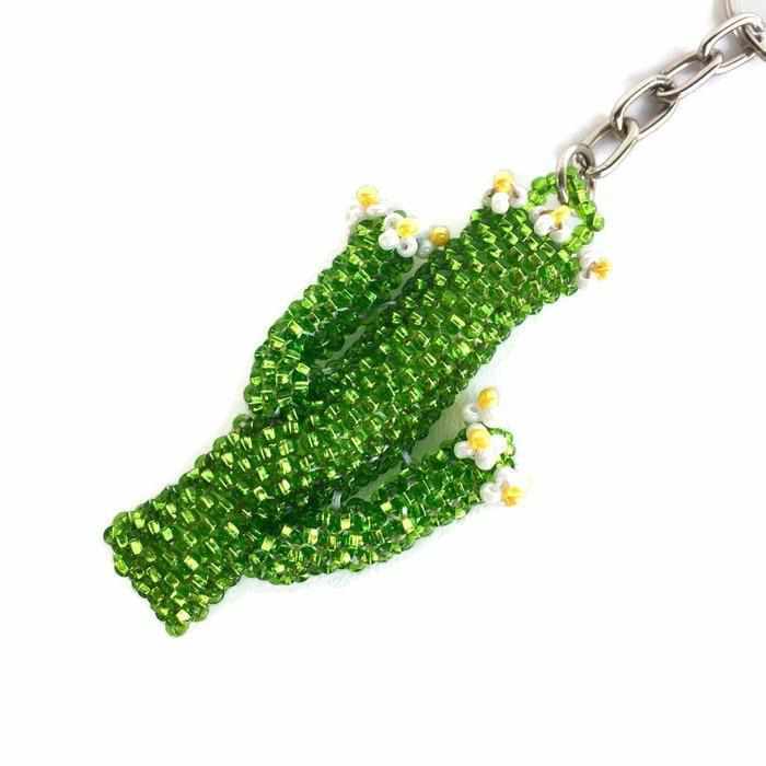 Cactus Seed Bead Key Chain - Guatemala-Keychains-Lumily-Lumily MZ Fair Trade Nena & Co Hiptipico Novica Lucia's World emporium