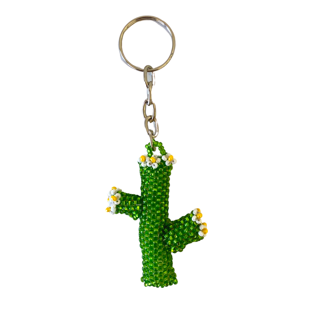 Cactus Seed Bead Key Chain - Guatemala-Keychains-Lumily-Lumily MZ Fair Trade Nena & Co Hiptipico Novica Lucia's World emporium