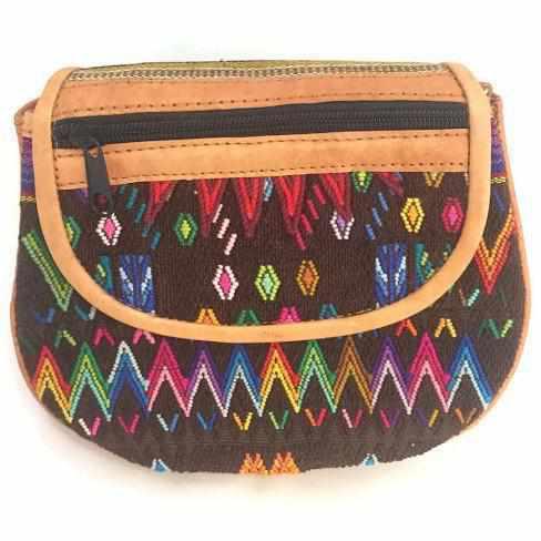 Camila Leather Huipil Crossover Purse - Guatemala-Bags-Lumily-Lumily MZ Fair Trade Nena & Co Hiptipico Novica Lucia's World emporium