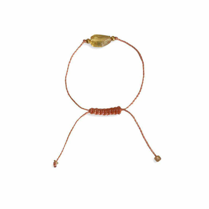 Erika Single Amber Pull String Bracelet - Mexico-Bracelets-Erika (Artesanias Yareli - MX)-Peach-Lumily MZ Fair Trade Nena & Co Hiptipico Novica Lucia's World emporium