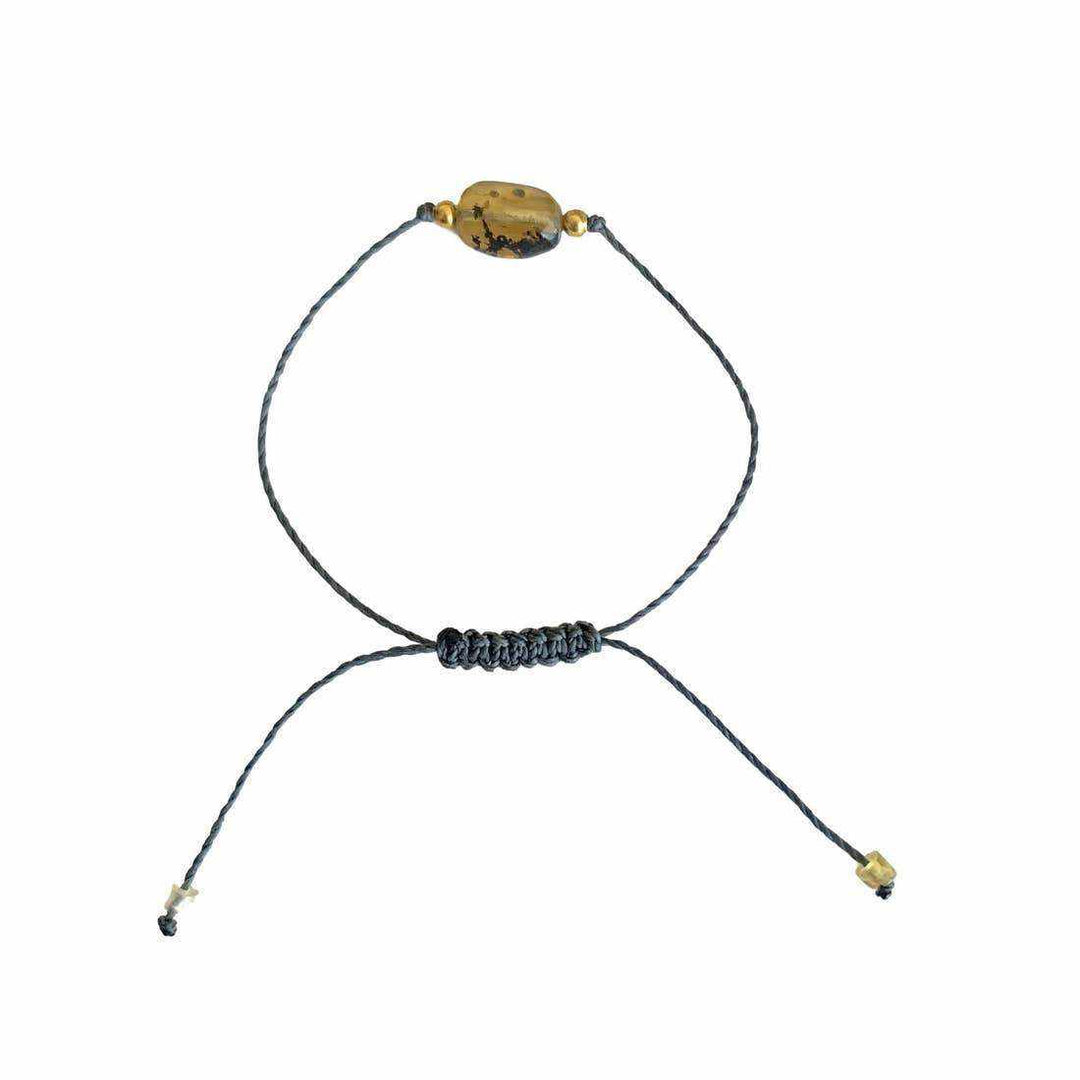 Erika Single Amber Pull String Bracelet - Mexico-Bracelets-Erika (Artesanias Yareli - MX)-Grey-Lumily MZ Fair Trade Nena & Co Hiptipico Novica Lucia's World emporium