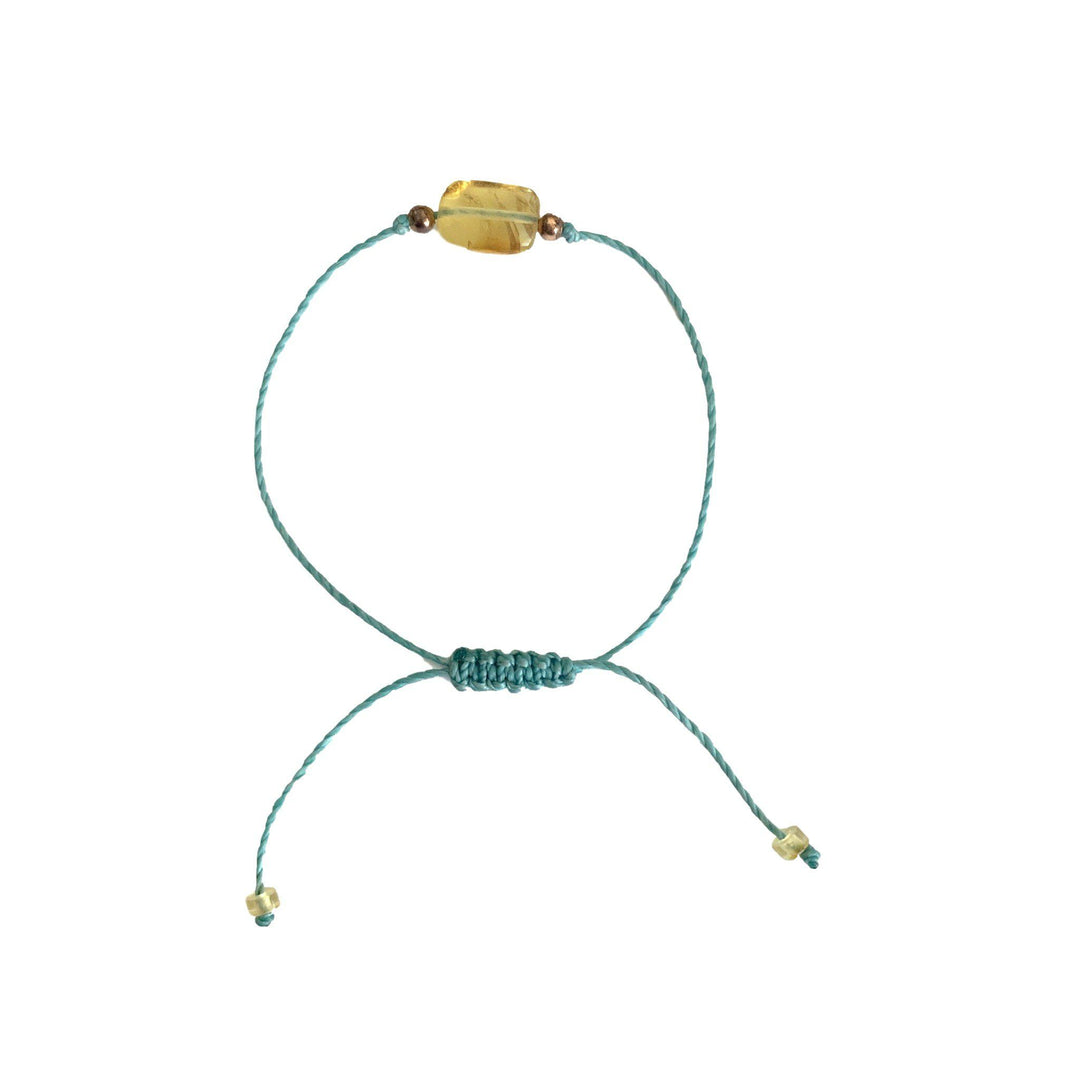 Erika Single Amber Pull String Bracelet - Mexico-Bracelets-Erika (Artesanias Yareli - MX)-Turquoise-Lumily MZ Fair Trade Nena & Co Hiptipico Novica Lucia's World emporium