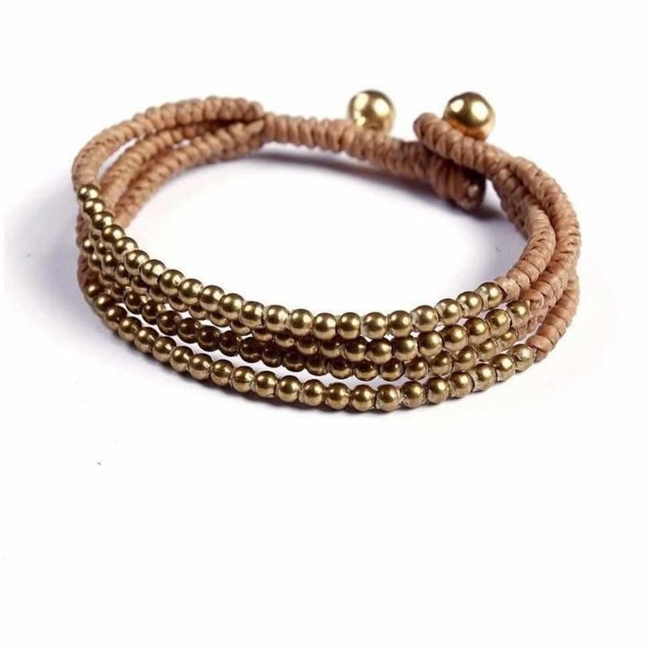 Cherish Brass Bead Adjustable Bracelet - Thailand-Jewelry-Lumily-Cream-Lumily MZ Fair Trade Nena & Co Hiptipico Novica Lucia's World emporium