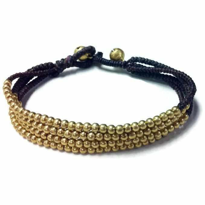 Cherish Brass Bead Adjustable Bracelet - Thailand-Jewelry-Lumily-Gold-Lumily MZ Fair Trade Nena & Co Hiptipico Novica Lucia's World emporium
