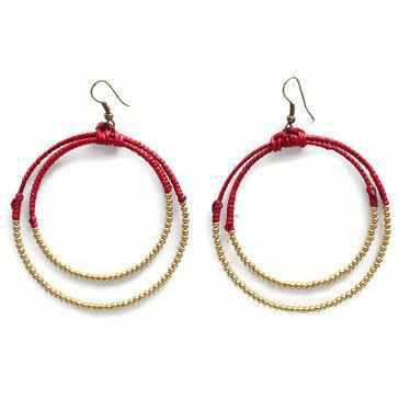 Cherish Brass Bead Hoop Earrings - Thailand-Jewelry-Lumily-Red Brass-Lumily MZ Fair Trade Nena & Co Hiptipico Novica Lucia's World emporium
