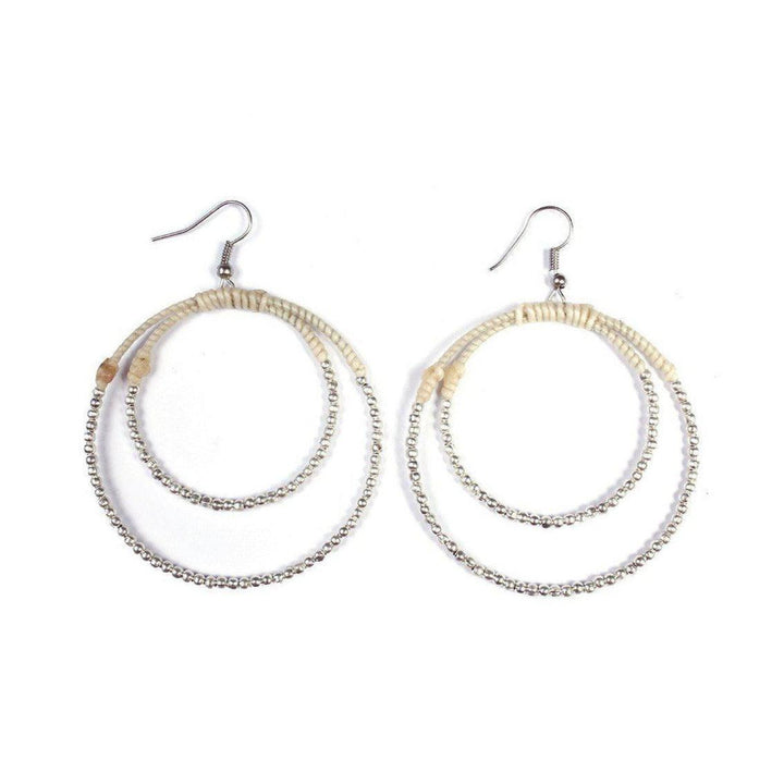 Cherish Brass Bead Hoop Earrings - Thailand-Jewelry-Lumily-Beige Silver-Lumily MZ Fair Trade Nena & Co Hiptipico Novica Lucia's World emporium