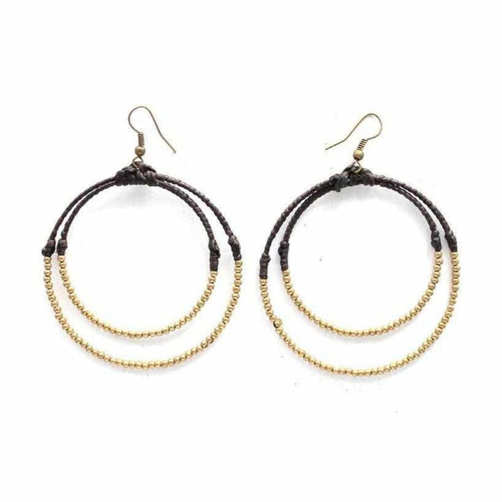 Cherish Brass Bead Hoop Earrings - Thailand-Jewelry-Lumily-Brown Brass-Lumily MZ Fair Trade Nena & Co Hiptipico Novica Lucia's World emporium