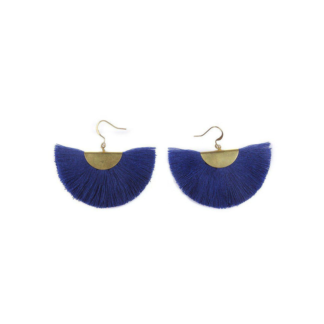 Cleo Fan Brass Earrings - Thailand-Jewelry-Lumily-Blue-Lumily MZ Fair Trade Nena & Co Hiptipico Novica Lucia's World emporium