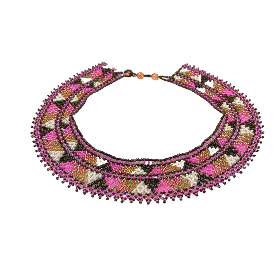 Collar Seed Bead Bella Necklace - Guatemala-Jewelry-Lumily-Bright Pink-Lumily MZ Fair Trade Nena & Co Hiptipico Novica Lucia's World emporium