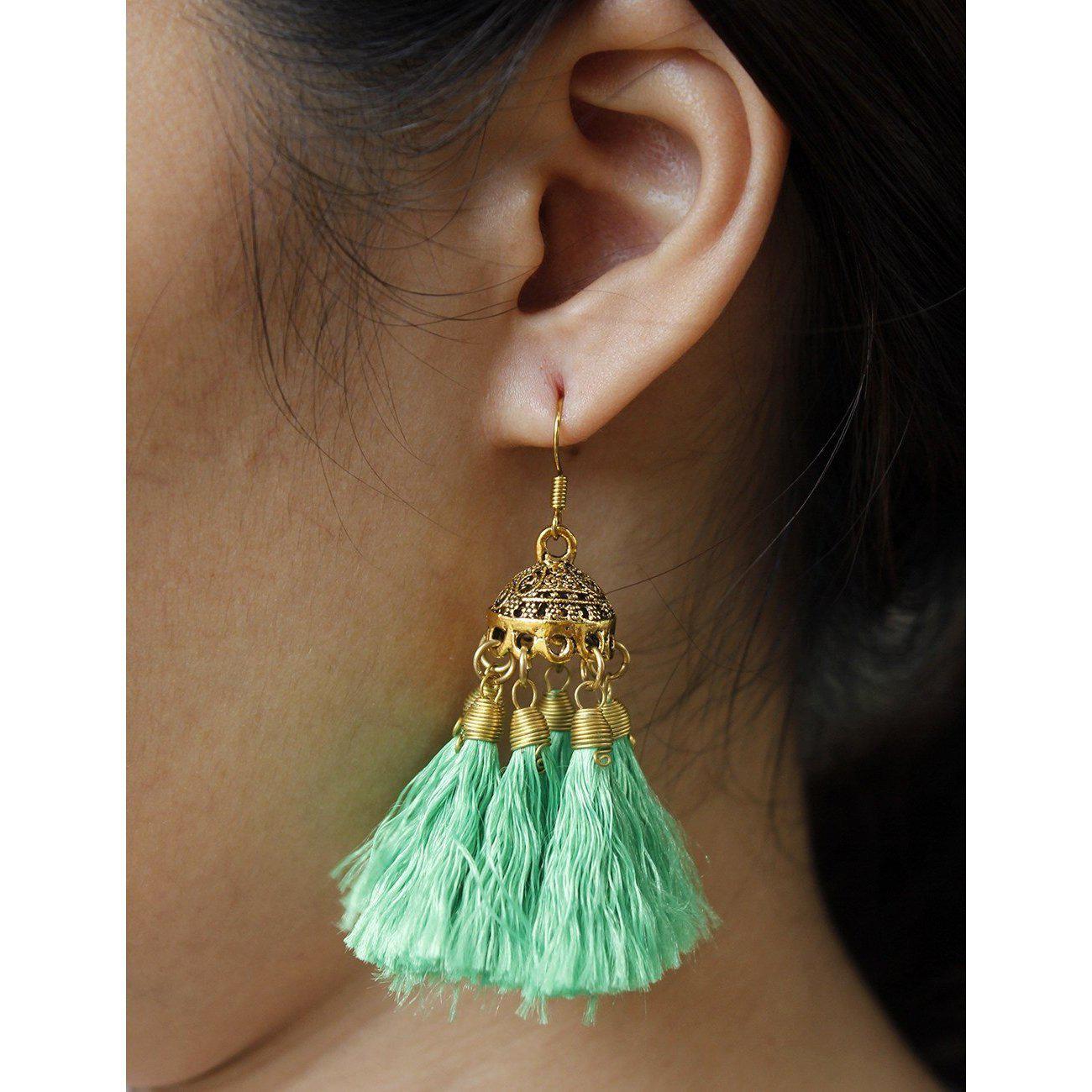 Chan Luu | Blue Mix Metallic Tassel Earrings – Online Jewelry Boutique