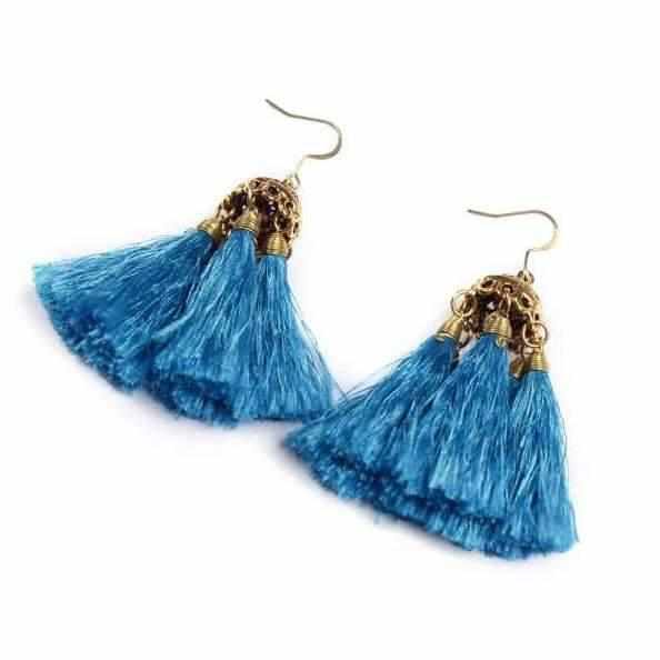 Dome Tassel Earrings - Thailand-Jewelry-Kannika Chimkam-Blue-Lumily MZ Fair Trade Nena & Co Hiptipico Novica Lucia's World emporium