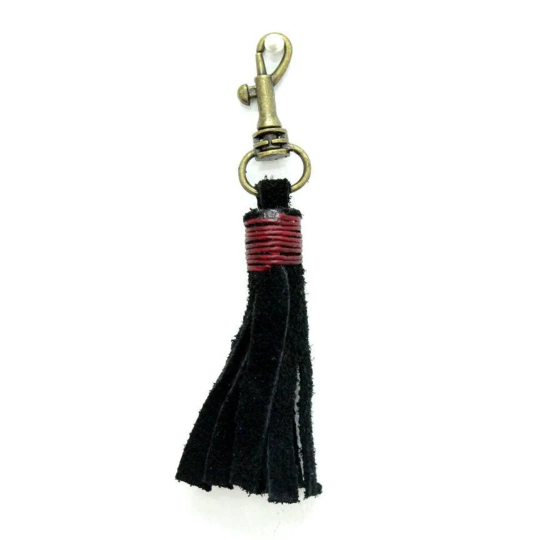 Leather Tassel Zipper Pull | Keychain - Thailand-Zipper Pulls-Lumily-Black-Lumily MZ Fair Trade Nena & Co Hiptipico Novica Lucia's World emporium