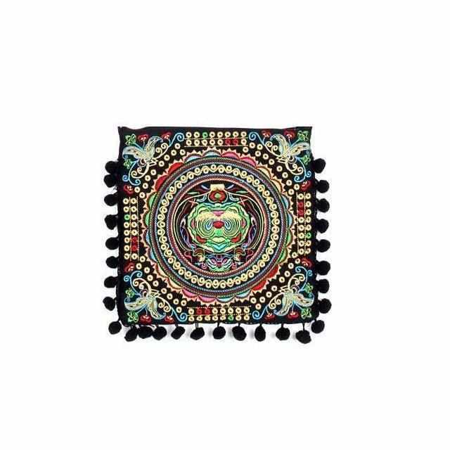 Embroidery Butterfly Clutch With Pompoms - Thailand-Bags-Lumily-Silver-Lumily MZ Fair Trade Nena & Co Hiptipico Novica Lucia's World emporium