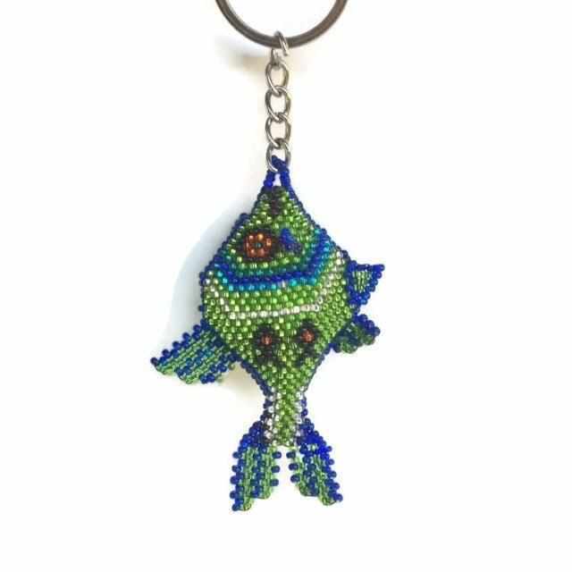 Fish Seed Bead Keychain - Mexico-Keychains-Pascuala (MX)-Lumily MZ Fair Trade Nena & Co Hiptipico Novica Lucia's World emporium