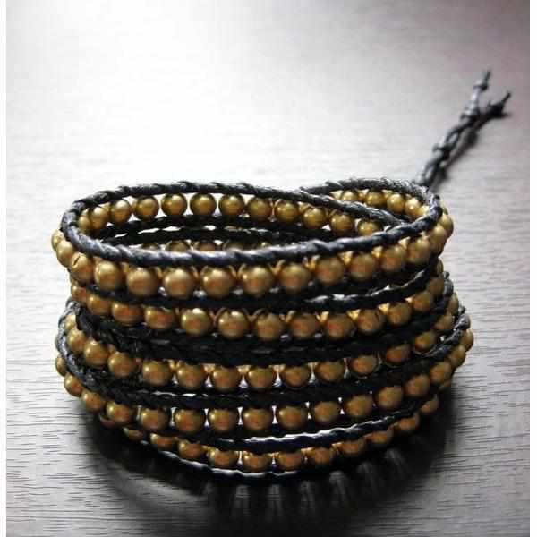 Five Wrap Leather Bracelet - Thailand-Jewelry-Lumily-Brass-Lumily MZ Fair Trade Nena & Co Hiptipico Novica Lucia's World emporium