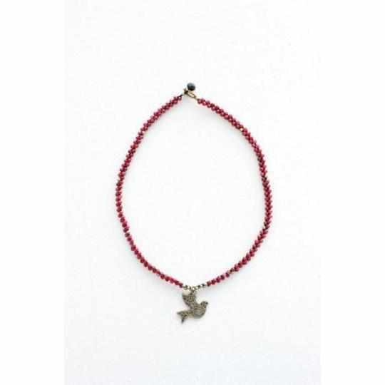 Flourish Bird Dove Beaded Necklace - Thailand-Jewelry-Lumily-Red-Lumily MZ Fair Trade Nena & Co Hiptipico Novica Lucia's World emporium