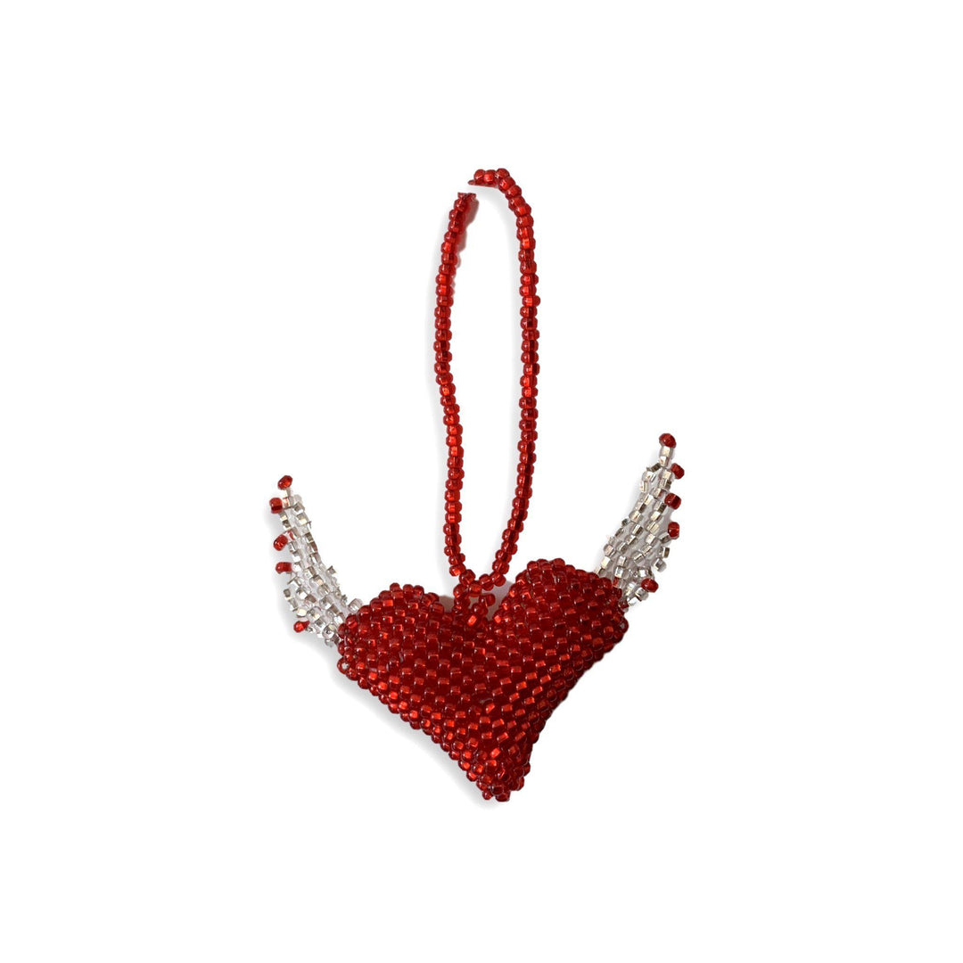 Flying Heart Seed Bead Ornament - Guatemala-Decor-Lumily-Lumily MZ Fair Trade Nena & Co Hiptipico Novica Lucia's World emporium