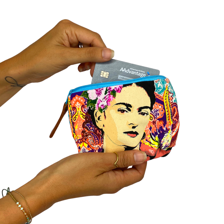 Frida Kahlo Printed Coin Purse - Thailand-Coin Purses-Nun (Screen Print Bags - TH)-Lumily MZ Fair Trade Nena & Co Hiptipico Novica Lucia's World emporium