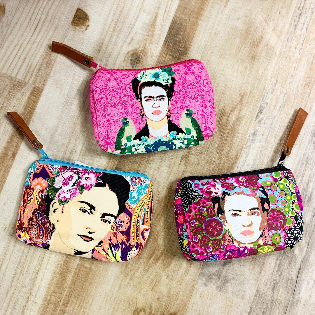Frida Kahlo Printed Coin Purse - Thailand-Coin Purses-Nun (Screen Print Bags - TH)-Lumily MZ Fair Trade Nena & Co Hiptipico Novica Lucia's World emporium