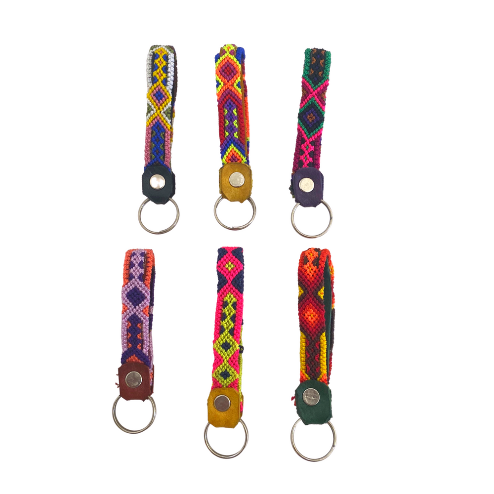 Friendship Macrame Woven Leather Loop Key Chain - Mexico-Keychains-Erika (Artesanias Yareli - MX)-Assorted-Lumily MZ Fair Trade Nena & Co Hiptipico Novica Lucia's World emporium