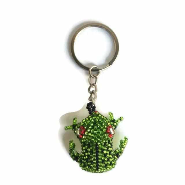 Frog Seed Bead Keychain - Mexico-Keychains-Pascuala (MX)-Lumily MZ Fair Trade Nena & Co Hiptipico Novica Lucia's World emporium
