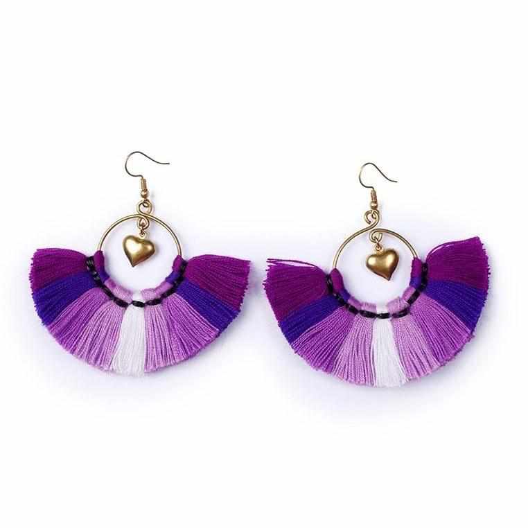 Half Moon Charmed Earrings - Thailand-Jewelry-Nu Shop-Purple-Lumily MZ Fair Trade Nena & Co Hiptipico Novica Lucia's World emporium