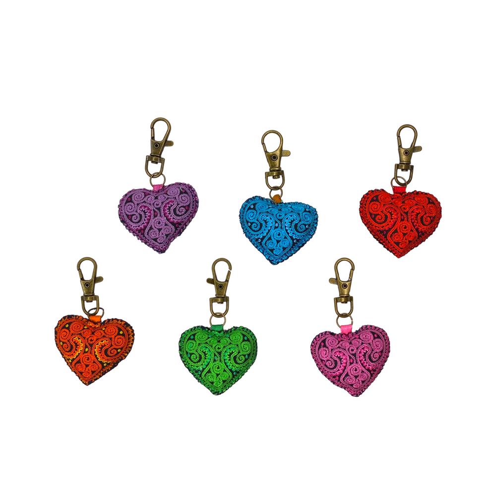 Heart Hmong Embroidered Zipper Pull | Keychain - Thailand-Zipper Pulls-Saowani (Nee Joy Shop - TH)-Lumily MZ Fair Trade Nena & Co Hiptipico Novica Lucia's World emporium